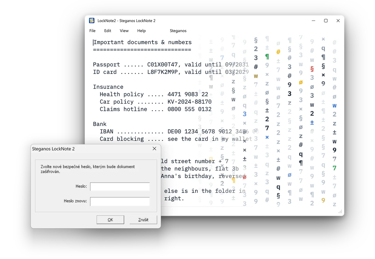 Steganos LockNote 2: Šifrování textu zdarma